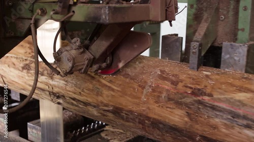 Sawmill - Process Of Machining Logs In Wood -  Cutting - Sawing Machine