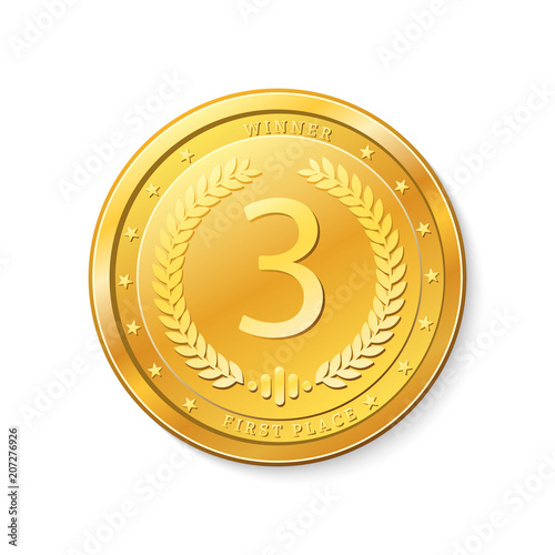 Winner's badge, third place.Medal.
