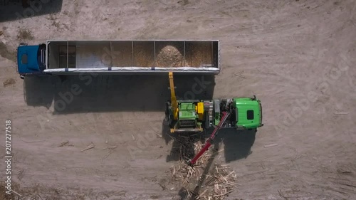 Aerial View Of One Sawmill Process - From Log To Sawdust. The Production of the Wood Fibre