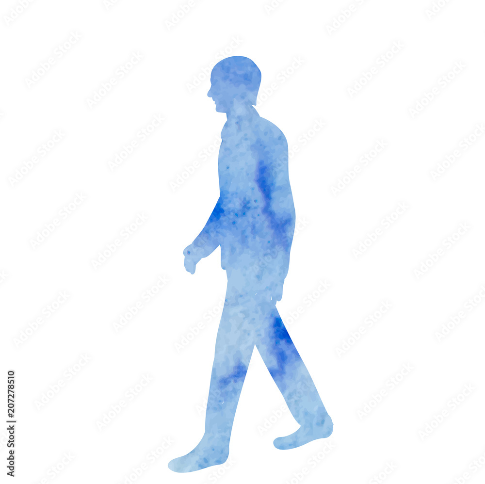 watercolor silhouette man is walking watercolor silhouette man is walking