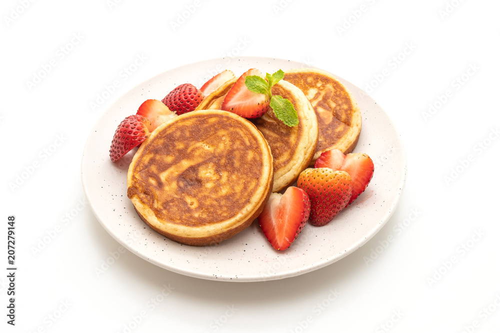 pancake with fresh strawberries pancake with fresh strawberries