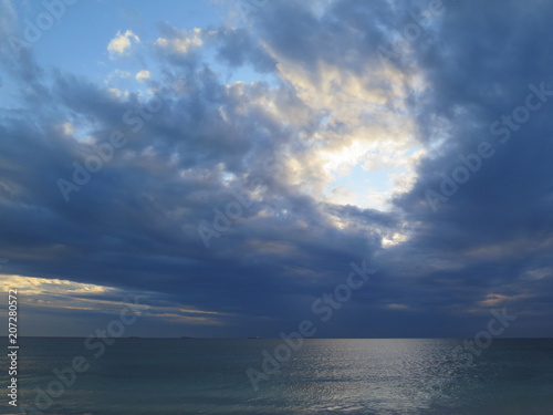 Blue light hour at Fremantle Beach, Western Australia wit dramatic sky