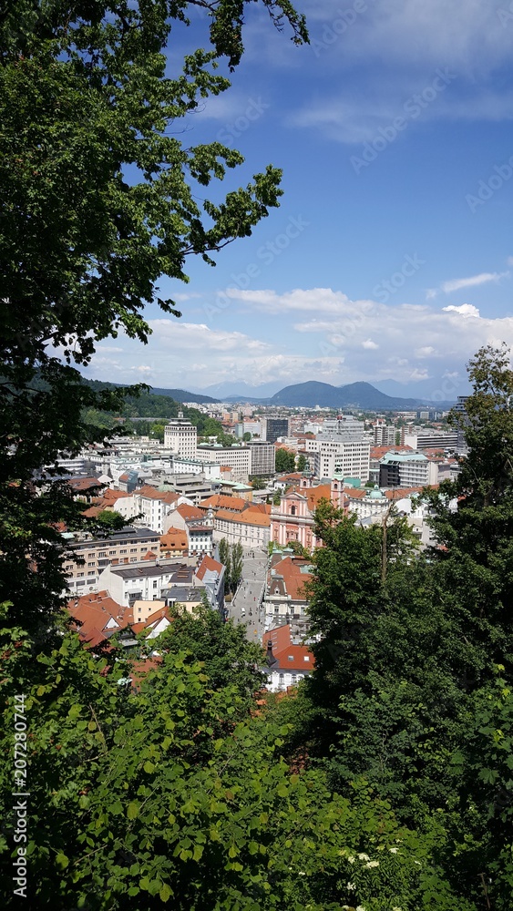 Overview of Ljubljana seen from castle