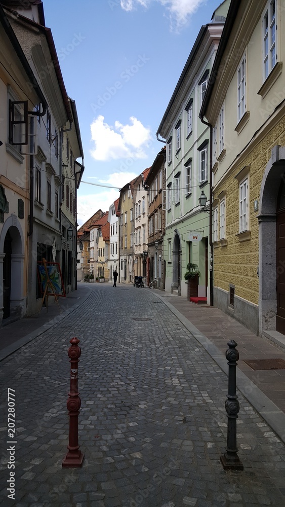 Houses in old town of Ljubljana