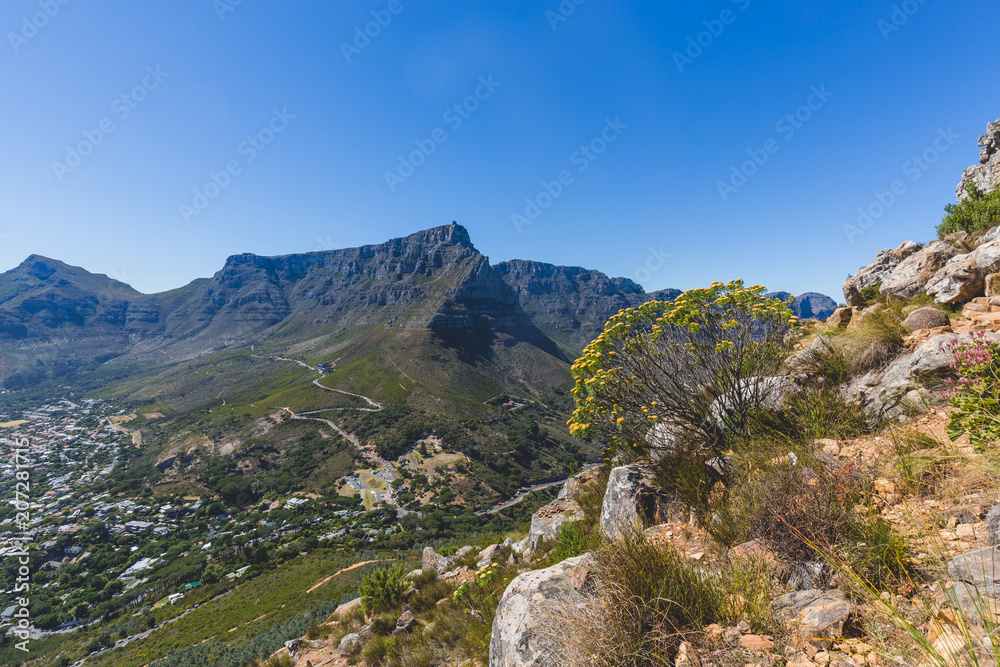 View of Table Mountain in Cape Town on a clear day View of Table Mountain in Cape Town on a clear day