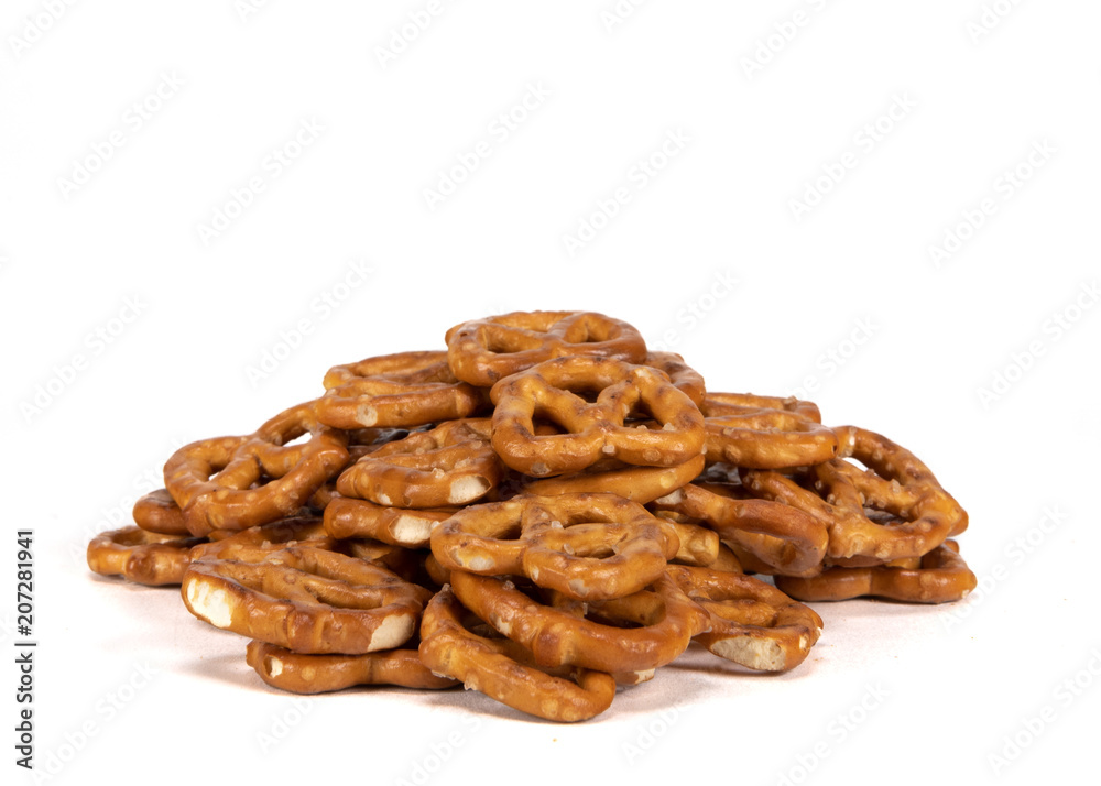 Large Pile of Pretzels on White Large Pile of Pretzels on White
