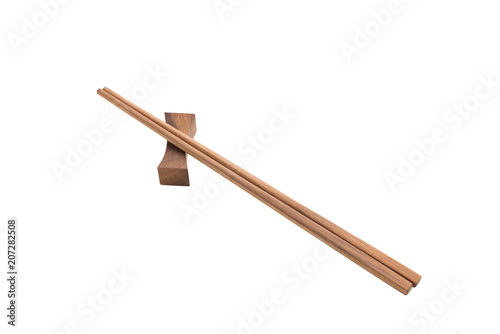 wood chopstick on isolated white background