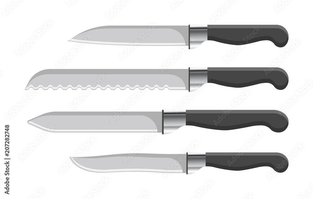 Sharp Kitchen Knives Set with Plastic Handles Sharp Kitchen Knives Set with Plastic Handles