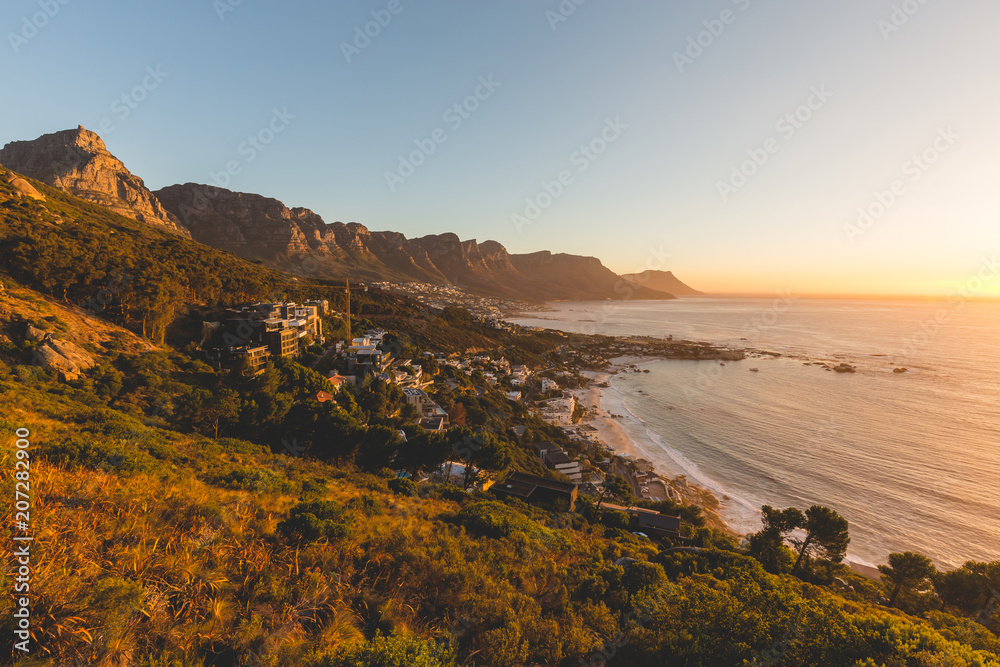 Beautiful sunset view of the 12 Apostles in Cape Town