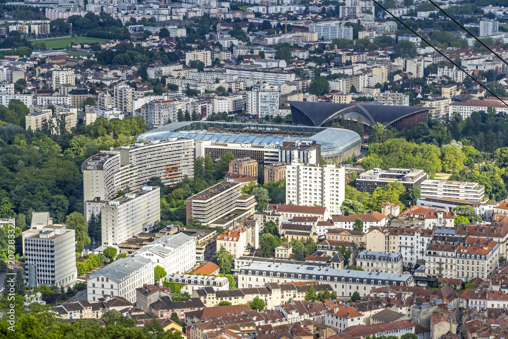 Aerial view of Grenoble old town, France