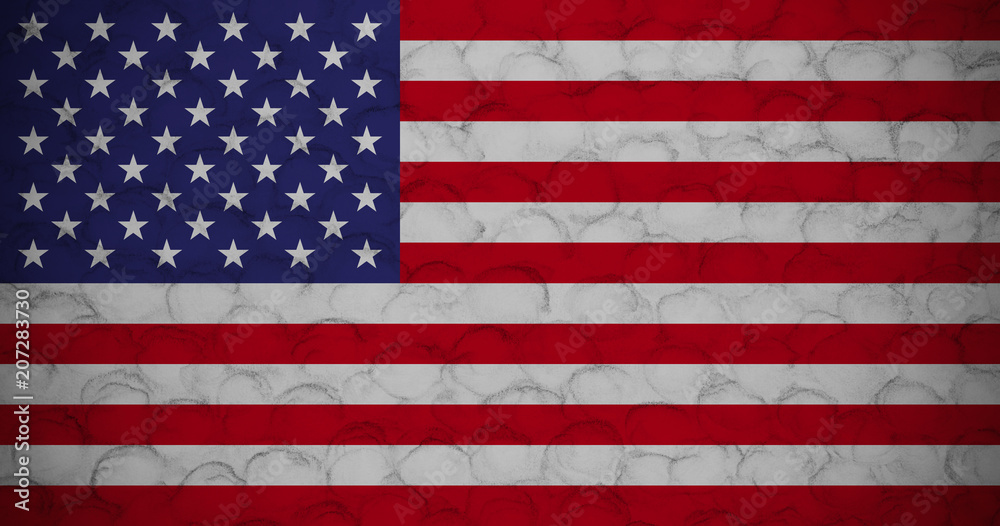 Naklejka premium USA flag on fragment of concrete wall textured