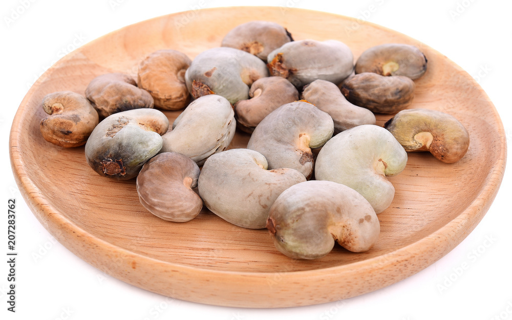 cashew nuts on the white background
