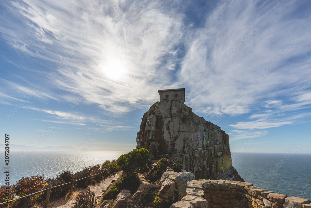 Cape Point ruins in Cape Town with perfect blue sky