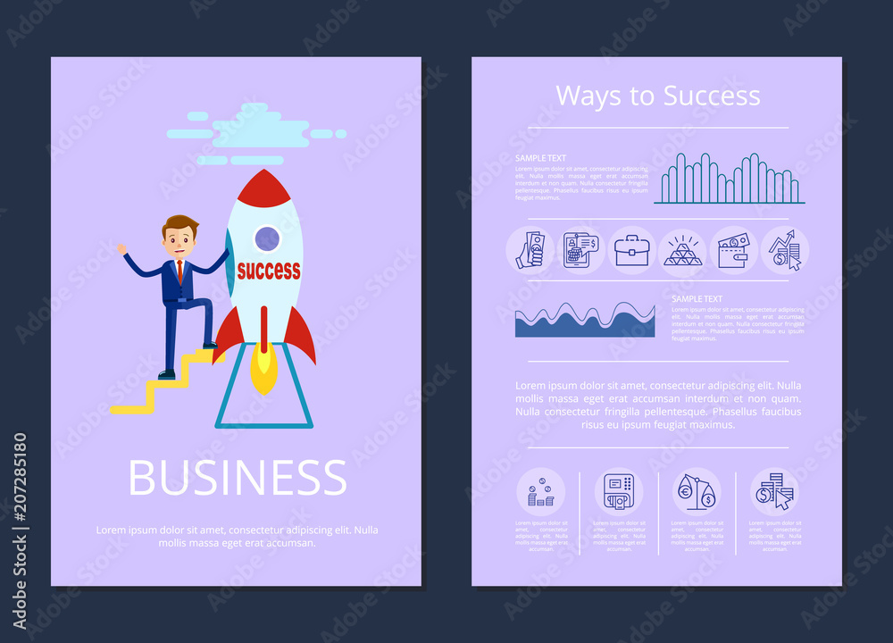 Success and Business Set on Vector Illustration Success and Business Set on Vector Illustration