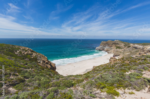 View of Diaz Beach at Cape Point with a perfect blue sky