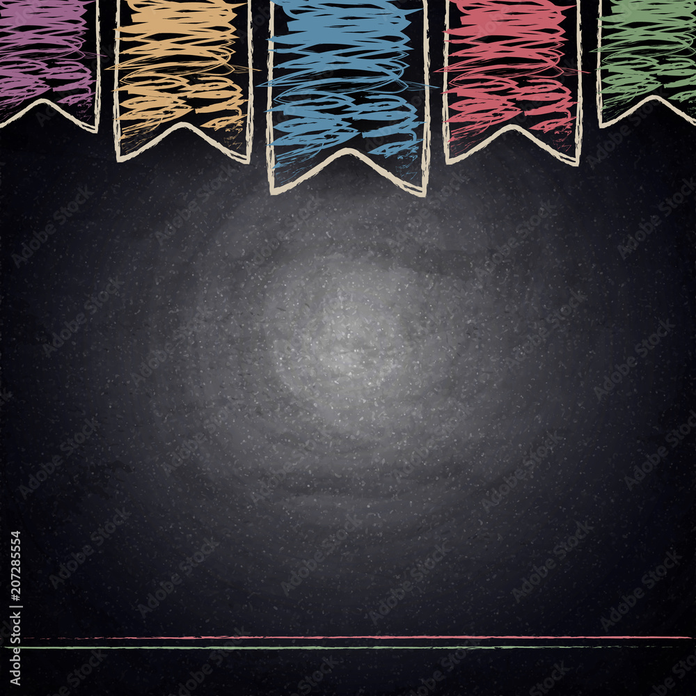 Chalkboard background with drawing bunting flags Stock Vector | Adobe Stock