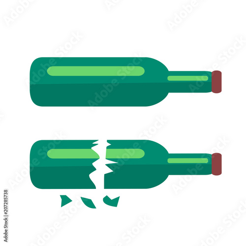 Two Glass Bottles of Beer Isolated Illustration