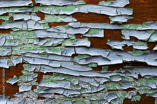 texture of a tree with a cracked blue and green paint