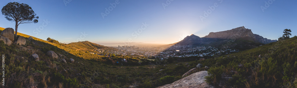 Panorama of Table Mountain in Cape Town at sunrise Panorama of Table Mountain in Cape Town at sunrise