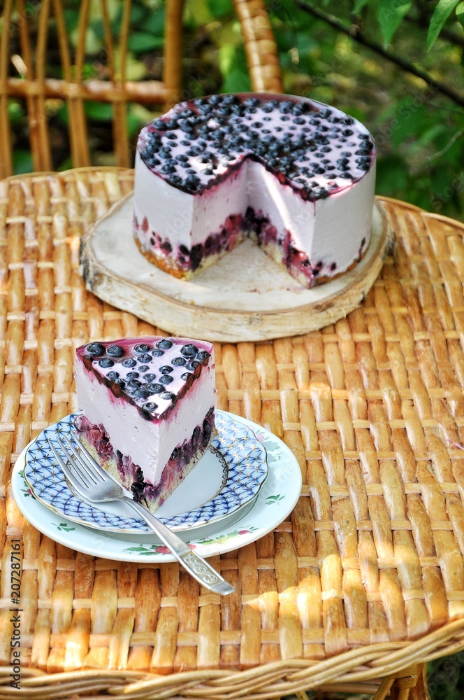 n the garden on the stand, berry cake, mousse n the garden on the stand, berry cake, mousse