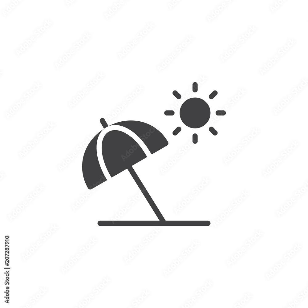 Beach umbrella vector icon. filled flat sign for mobile concept and web  design. beach parasol simple solid icon. Symbol, logo illustration. Pixel  perfect vector graphics Stock Vector | Adobe Stock