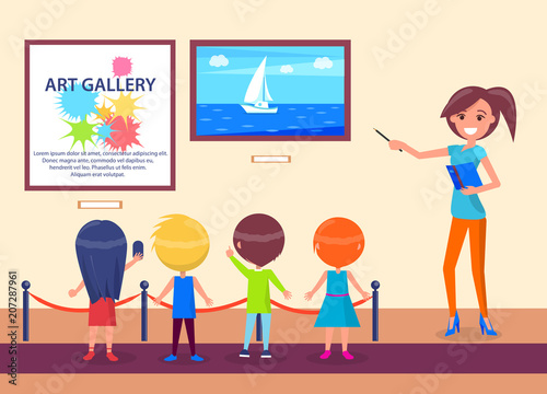 Art Gallery Excursion School Children with Guide