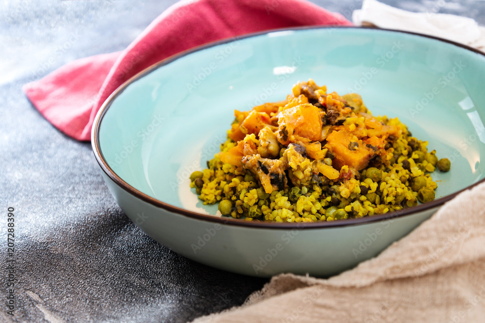 Vegetarian meals Bulgur - Butternut and oriental bean Vegetarian meals Bulgur - Butternut and oriental bean