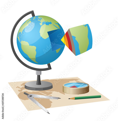 Equipment for Geographical Researches Illustration