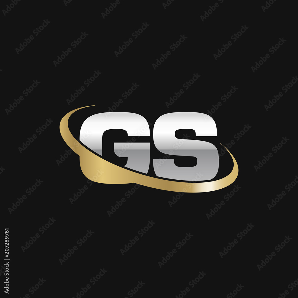 Initial letter GS, overlapping swoosh ring logo, silver gold color on black  background Stock-Vektorgrafik | Adobe Stock