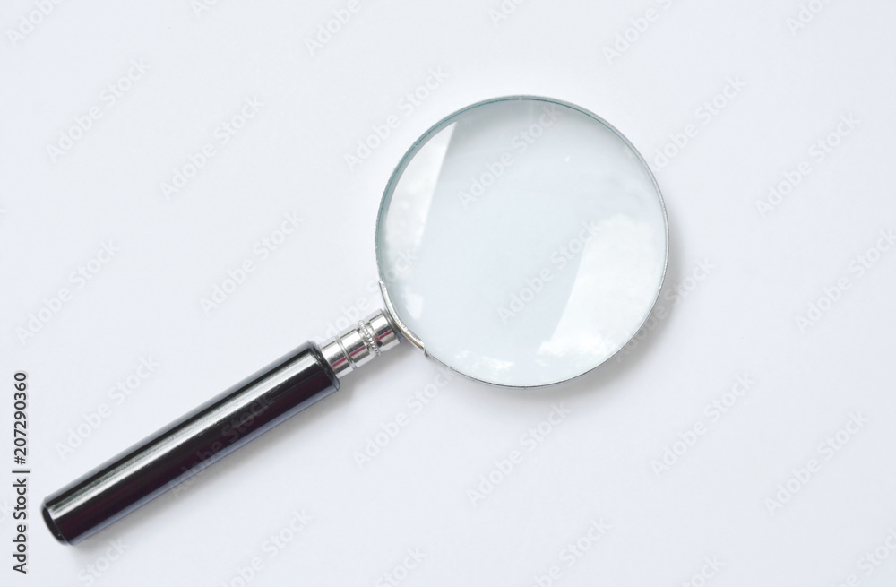 magnifying glass with black handle on white background magnifying glass with black handle on white background