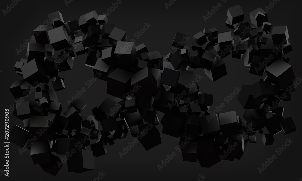 infinity symbol with elegant black cubes. 3d style vector illustration. infinity symbol with elegant black cubes. 3d style vector illustration.