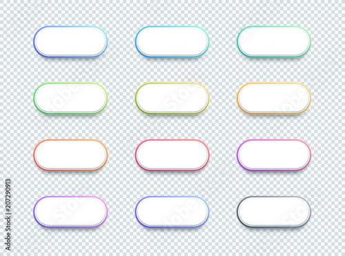 Vector 3d Shape White Text Box Banner Elements Set of 12