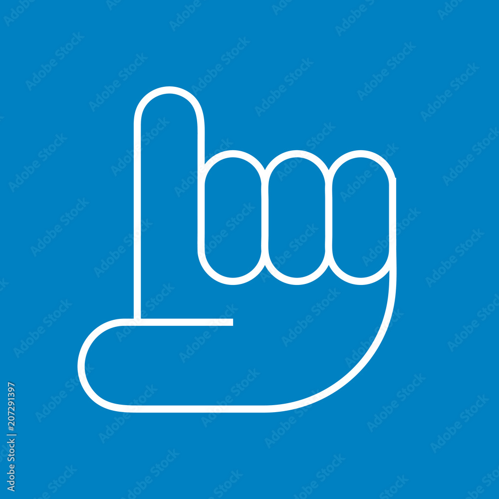 Aufzeigen Hand Zwei - Icon Symbol Piktogramm Bildmarke grafisches Element - Web Druck - Vektor - weiß auf blauen Hintergrund 