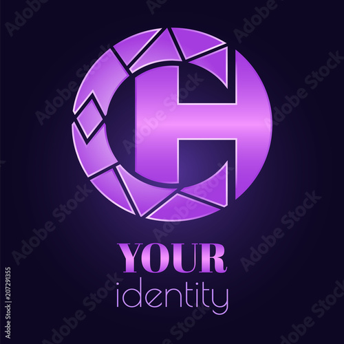 CH monogram design glowing in ultra violet photo