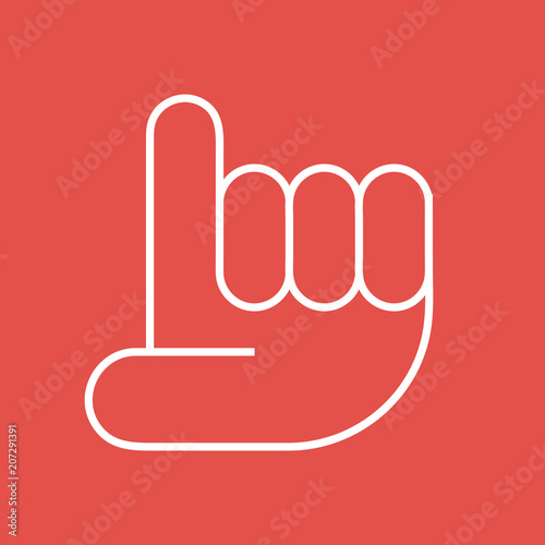 Aufzeigen Hand Zwei - Icon Symbol Piktogramm Bildmarke grafisches Element - Web Druck - Vektor - weiß auf roten Hintergrund 