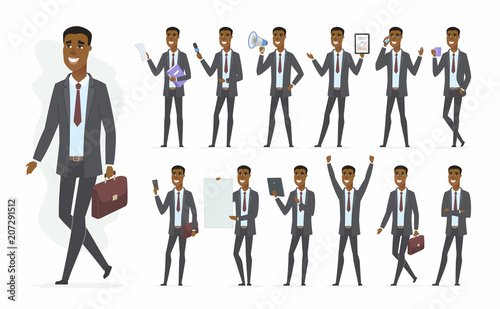 African businessman - vector cartoon people character set