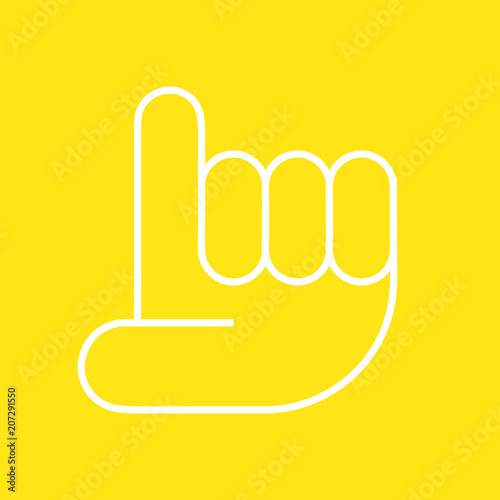 Aufzeigen Hand Zwei - Icon Symbol Piktogramm Bildmarke grafisches Element - Web Druck - Vektor - weiß auf gelben Hintergrund 