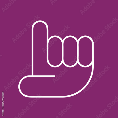 Aufzeigen Hand Zwei - Icon Symbol Piktogramm Bildmarke grafisches Element - Web Druck - Vektor - weiß auf violetten Hintergrund 