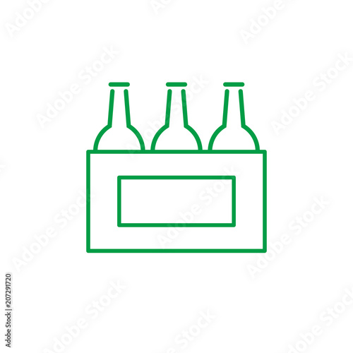 Sixpack - OUTLINE KONTUR - Icon Symbol Piktogramm Bildmarke grafisches Element - Web Druck - Vektor - grün auf weißen Hintergrund