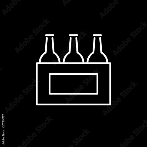 Sixpack - OUTLINE KONTUR - Icon Symbol Piktogramm Bildmarke grafisches Element - Web Druck - Vektor - weiß auf schwarzen Hintergrund