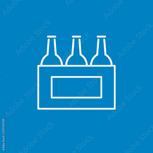 Sixpack - OUTLINE KONTUR - Icon Symbol Piktogramm Bildmarke grafisches Element - Web Druck - Vektor - weiß auf blauen Hintergrund