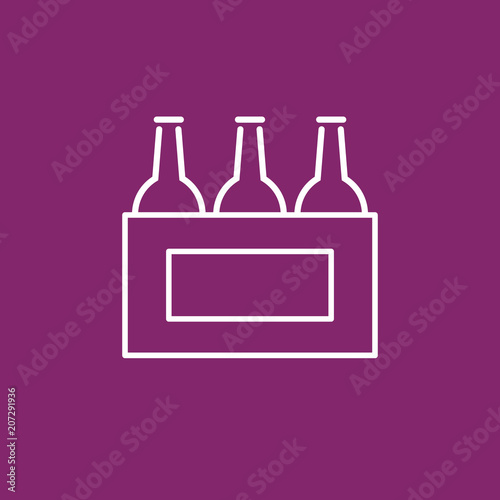 Sixpack - OUTLINE KONTUR - Icon Symbol Piktogramm Bildmarke grafisches Element - Web Druck - Vektor - weiß auf violetten Hintergrund