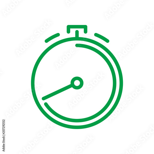 Stoppuhr - OUTLINE KONTUR - Icon Symbol Piktogramm Bildmarke grafisches Element - Web Druck - Vektor - grün auf weißen Hintergrund