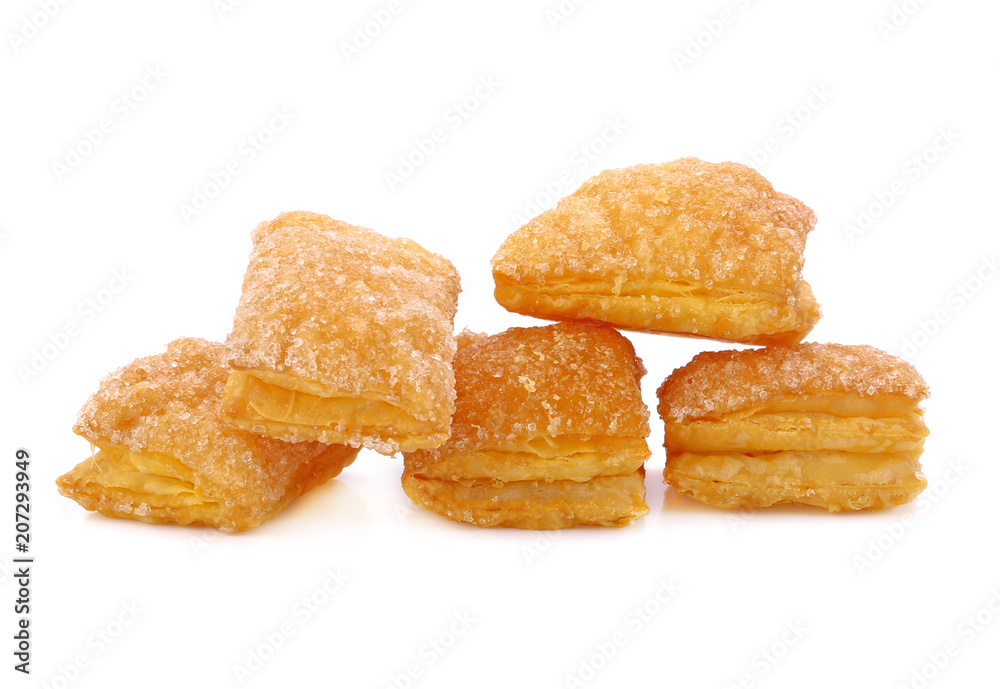Biscuits butter with sugar on white background Biscuits butter with sugar on white background