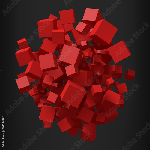 elegant red cubes. 3d style vector illustration