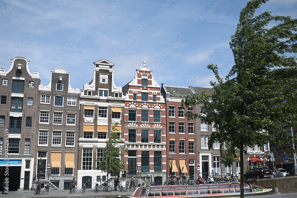 Amsterdam, Netherlands - May 17, 2018: View of amsterdam houses