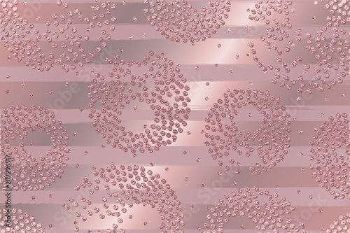 Rose quartz glossy background. Metallic texture. Gold Pink metal. Trendy template for New Year, Wedding, Birthday, Flyers, Logo Banners Party Invitation card