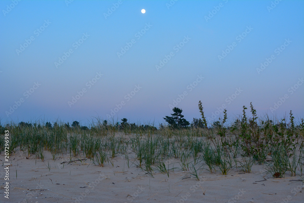 The moonrise over the sand dune at Sleeping Bear Dunes The moonrise over the sand dune at Sleeping Bear Dunes