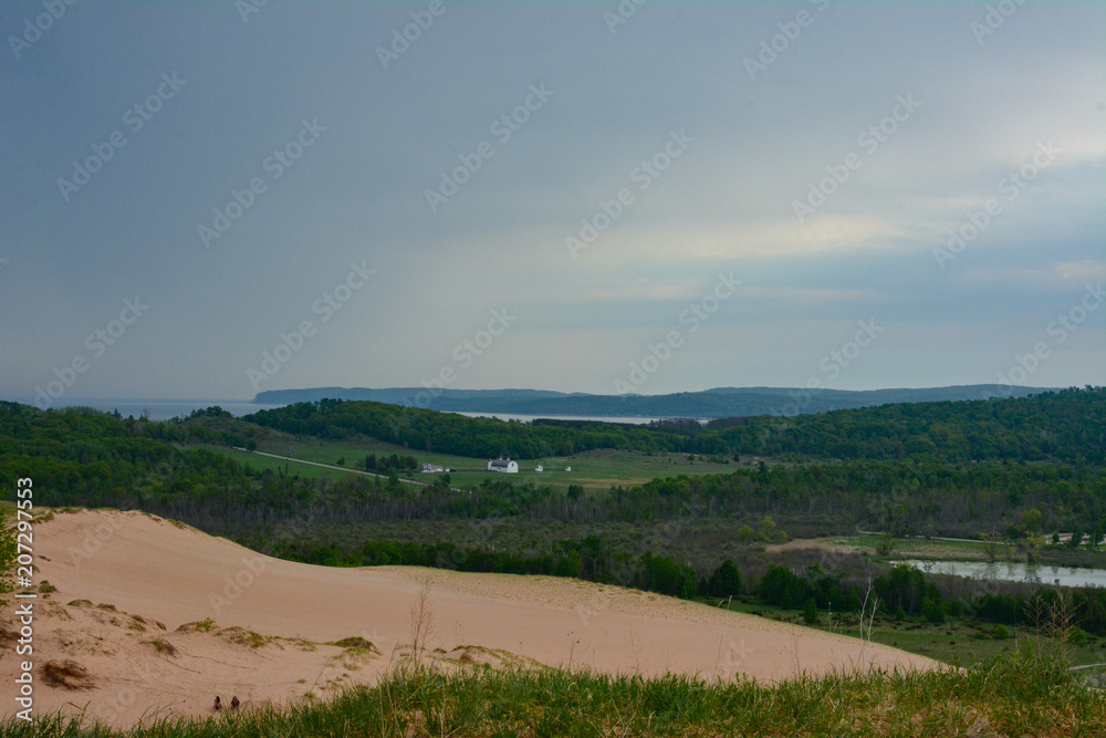 The view from the top of Sleeping Bear Dunes in Northern Michigan