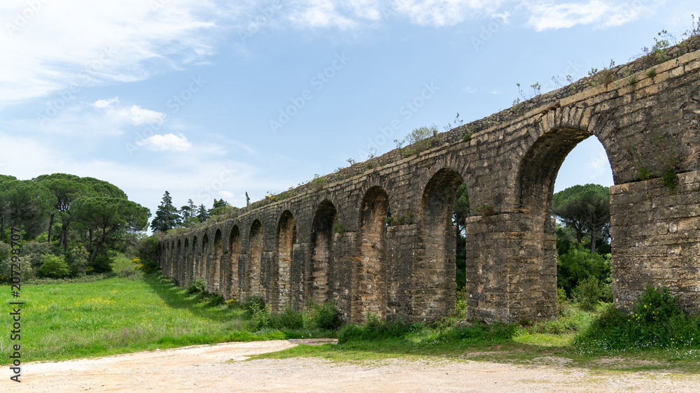 Aqueduct of Tomar near the templar castle. Tomar, Portugal